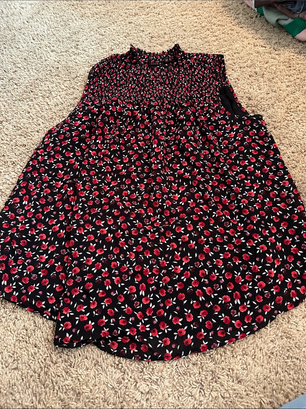 torrid Black Sleeveless Smocked Neck Red Floral Camisole